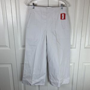Spanx M On The Go Pants Cropped Wide Leg White Pull On Chino High Waisted